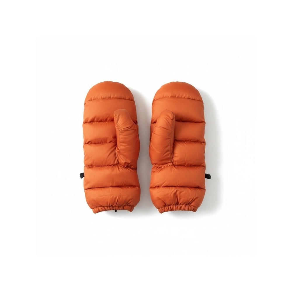 Stoic Puffer Mittens Burnt Orange Quilted Insulated Winter Gloves Mens Womens